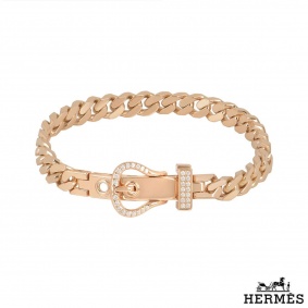 Hermes Rose Gold Diamond Boucle Sellier Bracelet